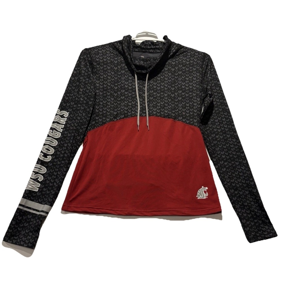 WSU Colosseum Pullover Women's LG Crimson Black Thumbhole Hidden Back Pocket